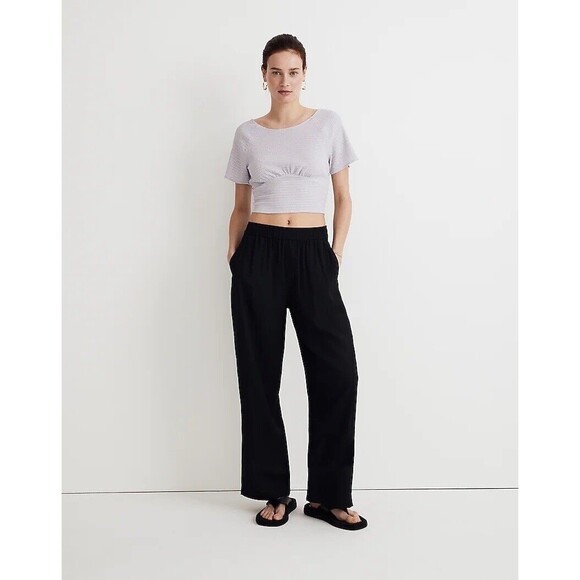 Madewell Women's Size L Shirred Crewneck Crop Top Dusty Lavender - NWOT - Picture 5 of 11